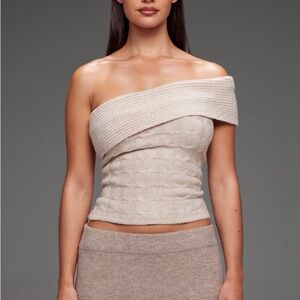 Elegant Off-Shoulder Cream Sweater